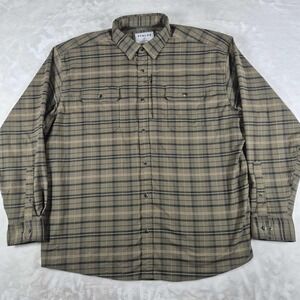 Poncho Flannel Shirt Men's 2XL XXL Brown Plaid Magnetic Pockets Regular Fit
